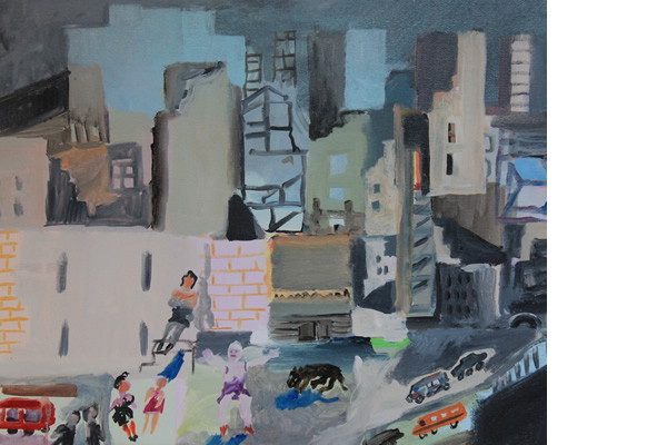 Michael Calver BLUE TOWERS 2015 20x24ins Acrylic on canvas