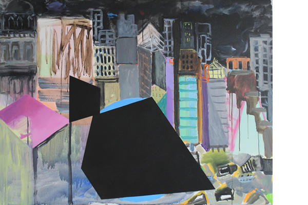 Michael Calver ONE A.M. 2015 36x48ins Acrylic, Charcoal, Chalk, Fixative on canvas