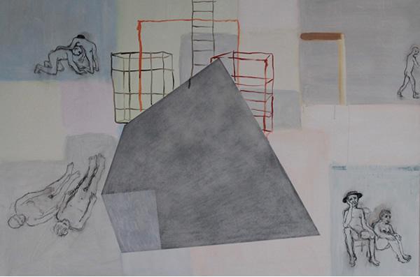 Michael Calver SUNDAY 2015 36x48ins Acrylic, Charcoal, Chalk, Fixative on canvas