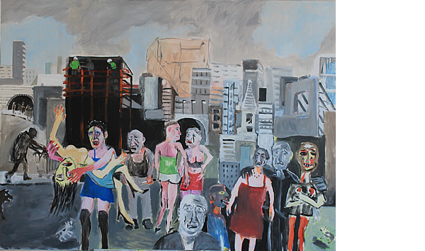 Michael Calver SCAFFOLDERS 2016 36x48ins Acrylic on canvas