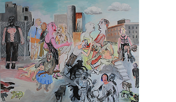 Michael Calver TWO CLOUDS 2017 36x48ins Acrylic on canvas